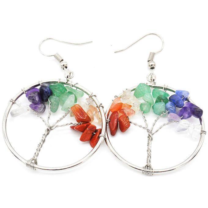 Natural Crystal Tree of Life Earrings
