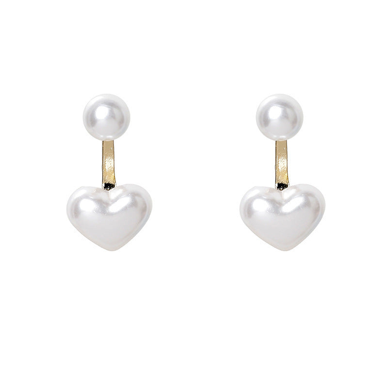 Elegant Pearl Heart Stud Earrings