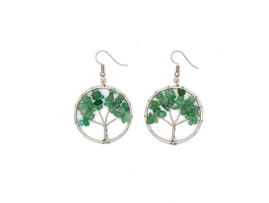 Natural Crystal Tree of Life Earrings
