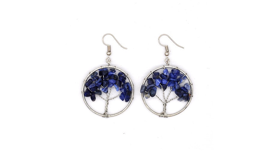 Natural Crystal Tree of Life Earrings