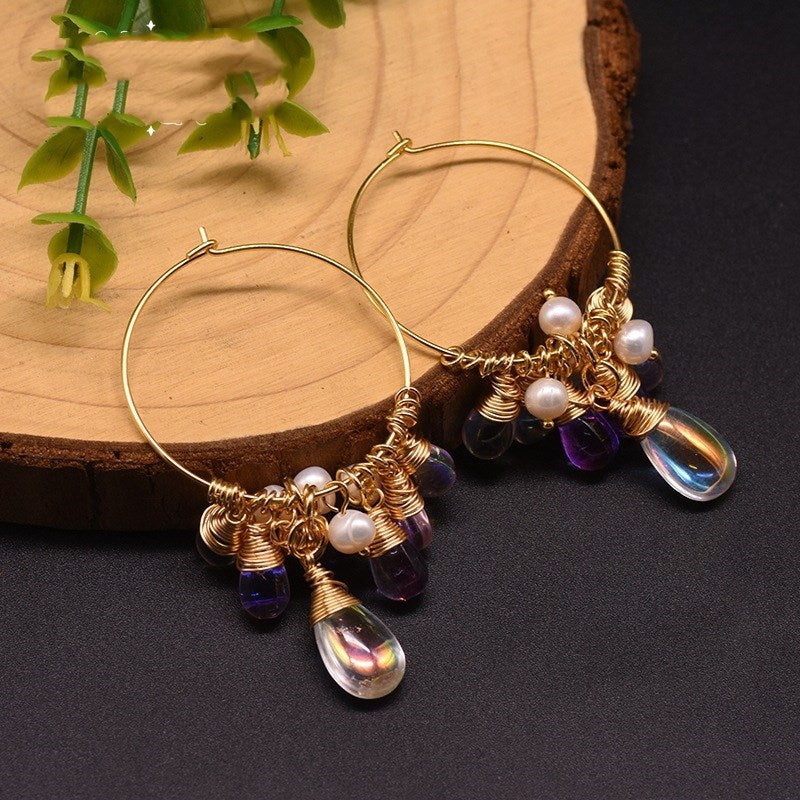 Freshwater Pearl & Czech Crystal Earrings