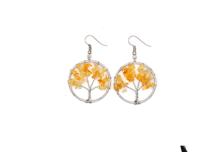 Natural Crystal Tree of Life Earrings