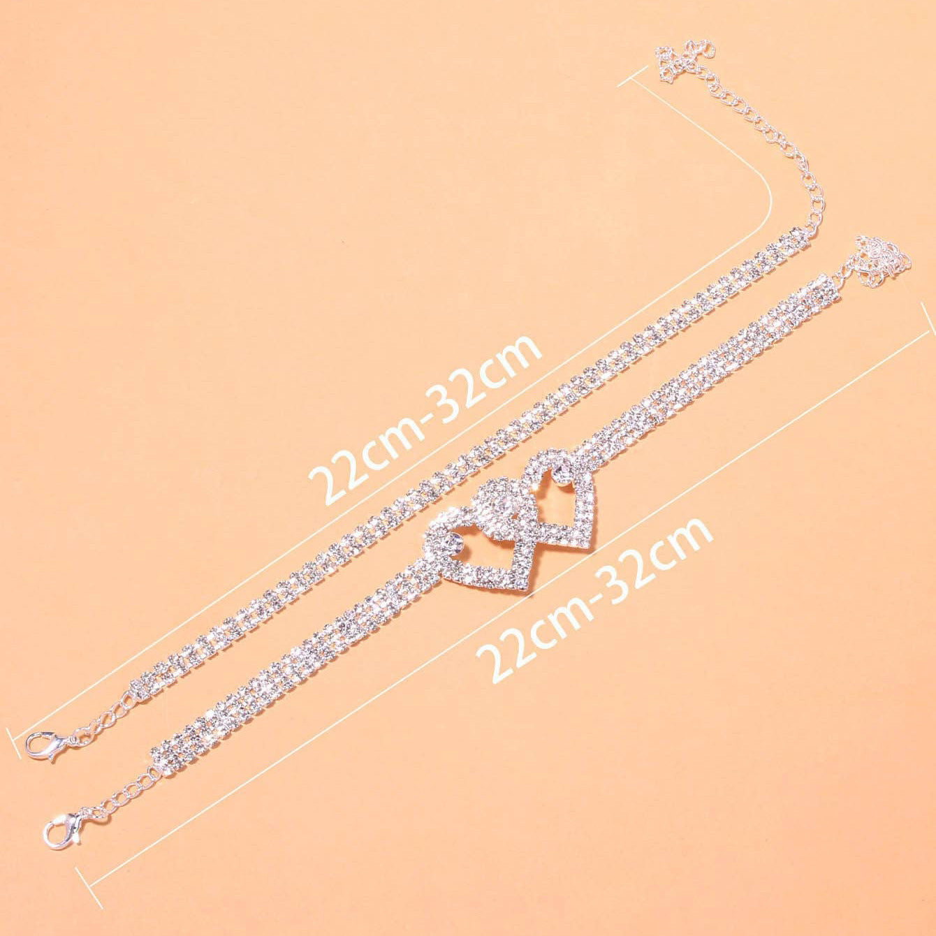 Double Heart Anklet Bracelet