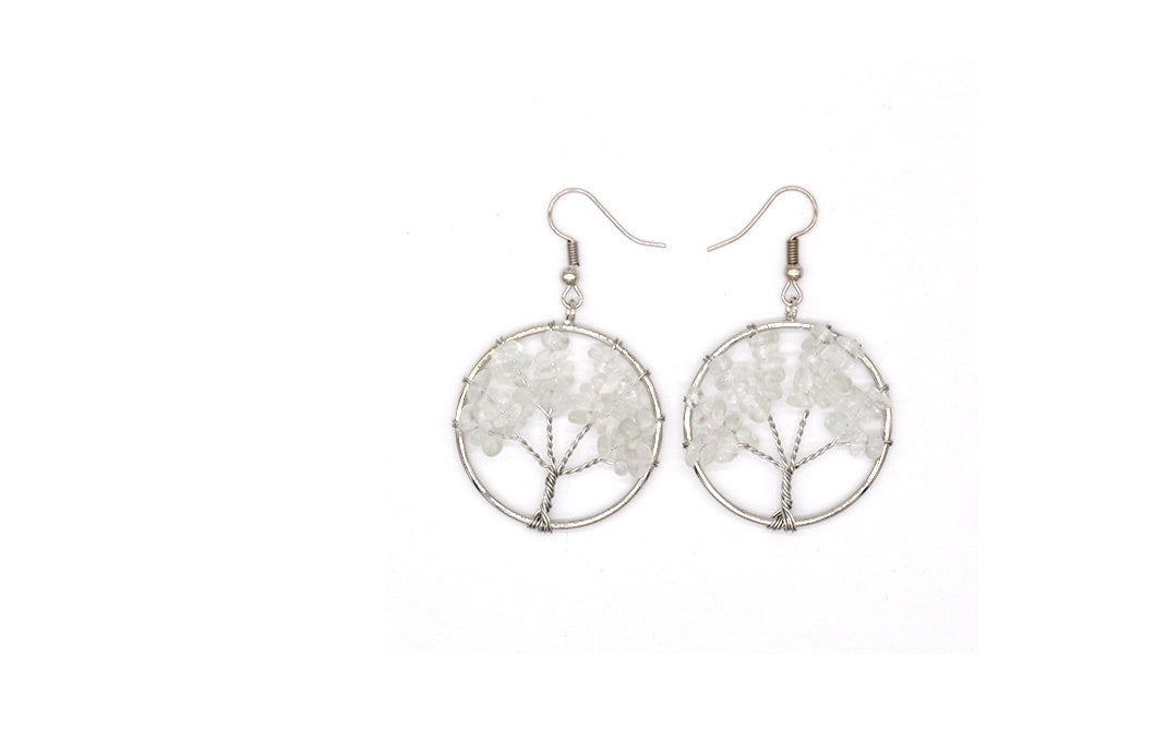Natural Crystal Tree of Life Earrings