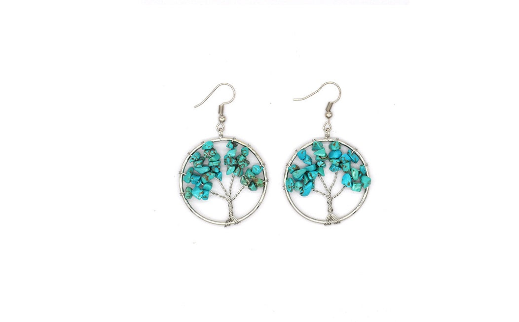 Natural Crystal Tree of Life Earrings