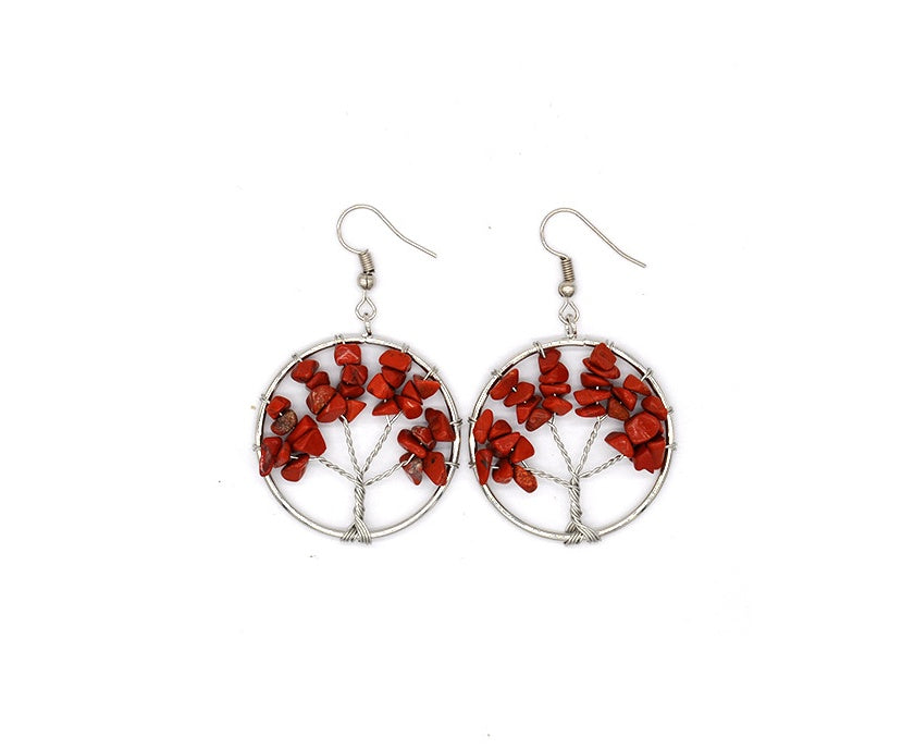 Natural Crystal Tree of Life Earrings