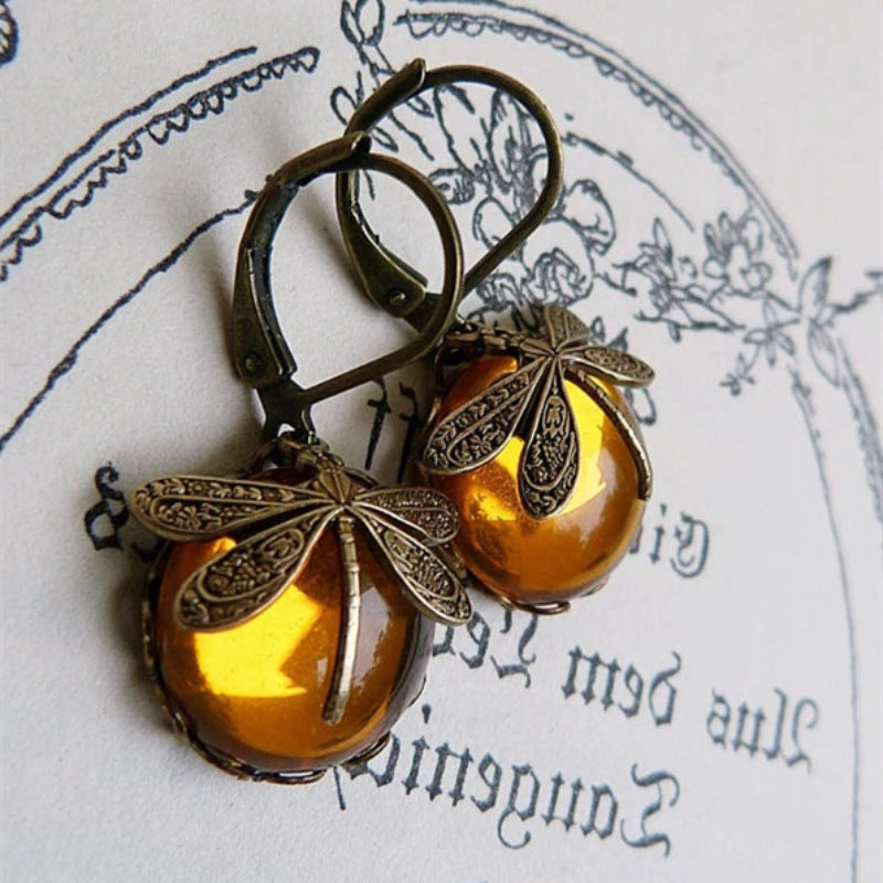 Bohemian Dragonfly Drop Earrings