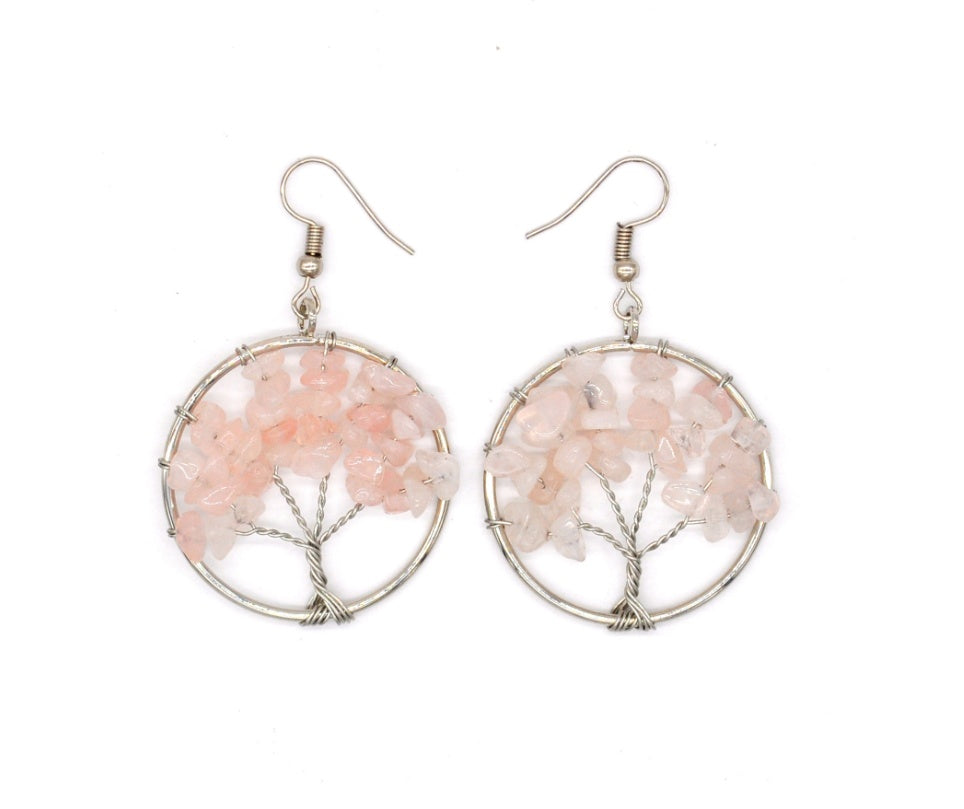 Natural Crystal Tree of Life Earrings