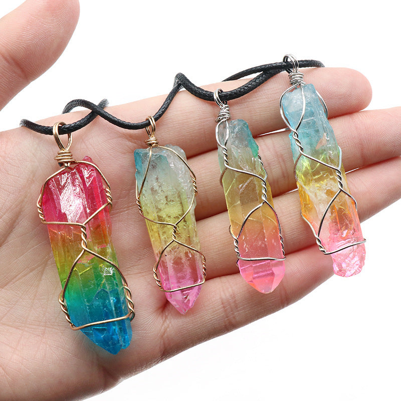 Tree of Life Crystal Pillar Pendant Necklace