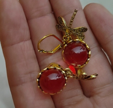 Bohemian Dragonfly Drop Earrings