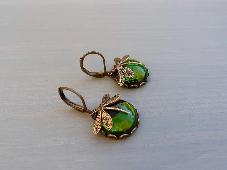 Bohemian Dragonfly Drop Earrings