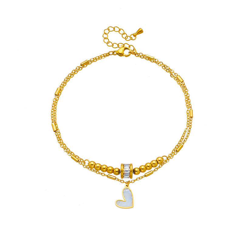 Boho Double-Layer Heart Anklet