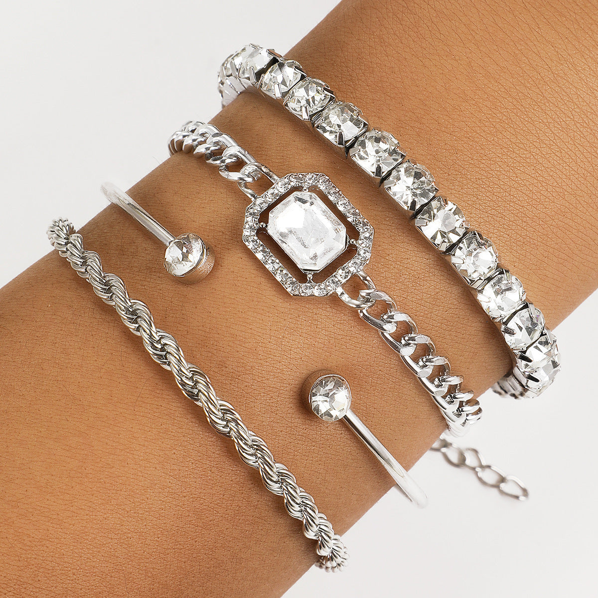 4-Piece Crystal Bracelet Set