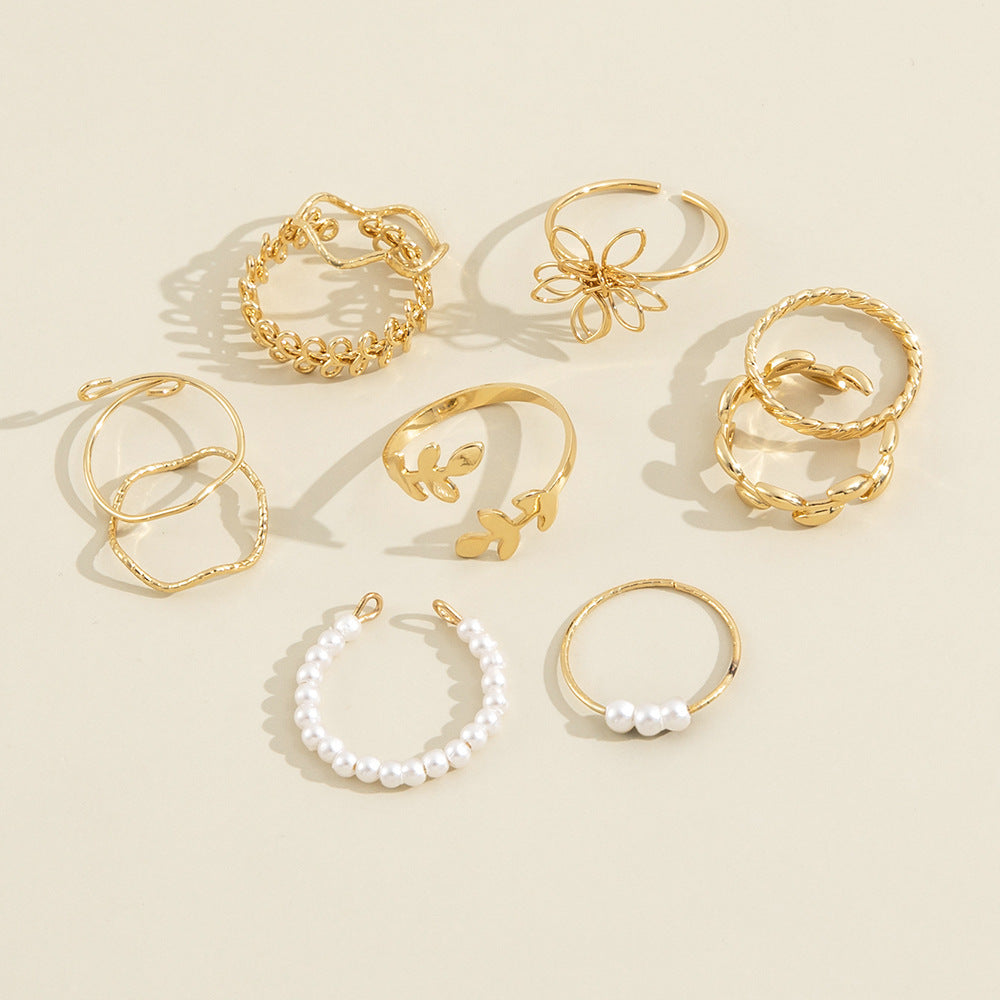 Openwork Flower Ring Set