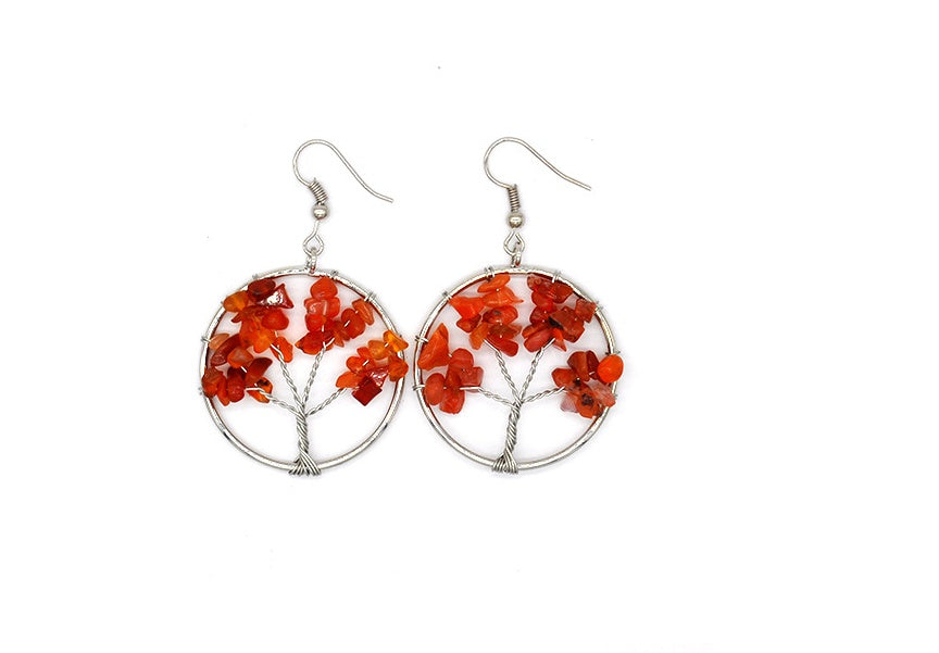 Natural Crystal Tree of Life Earrings