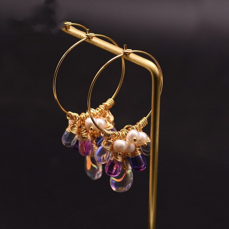Freshwater Pearl & Czech Crystal Earrings