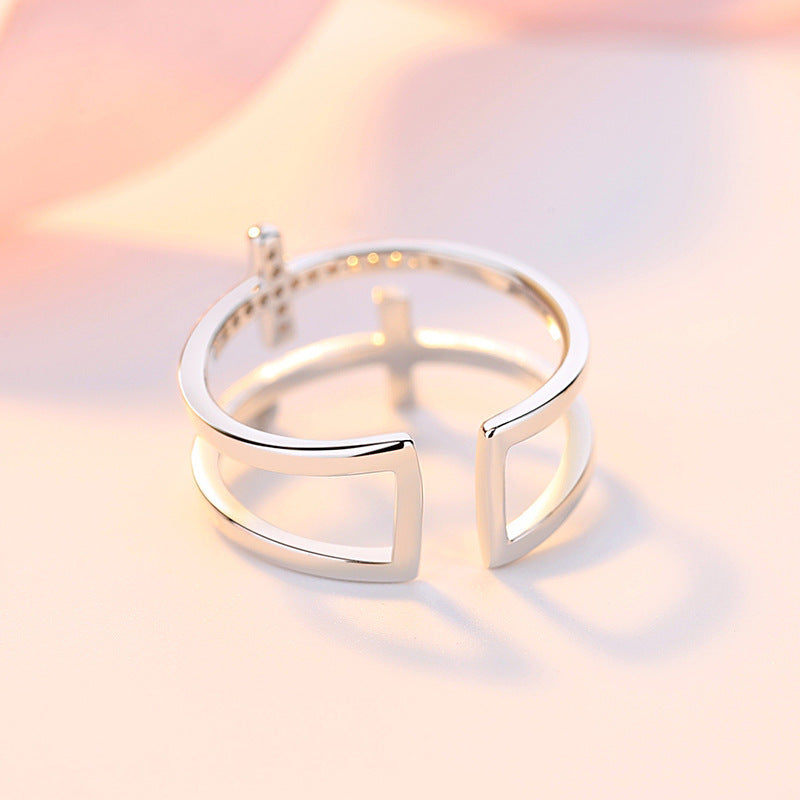 Double Cross Zircon Ring