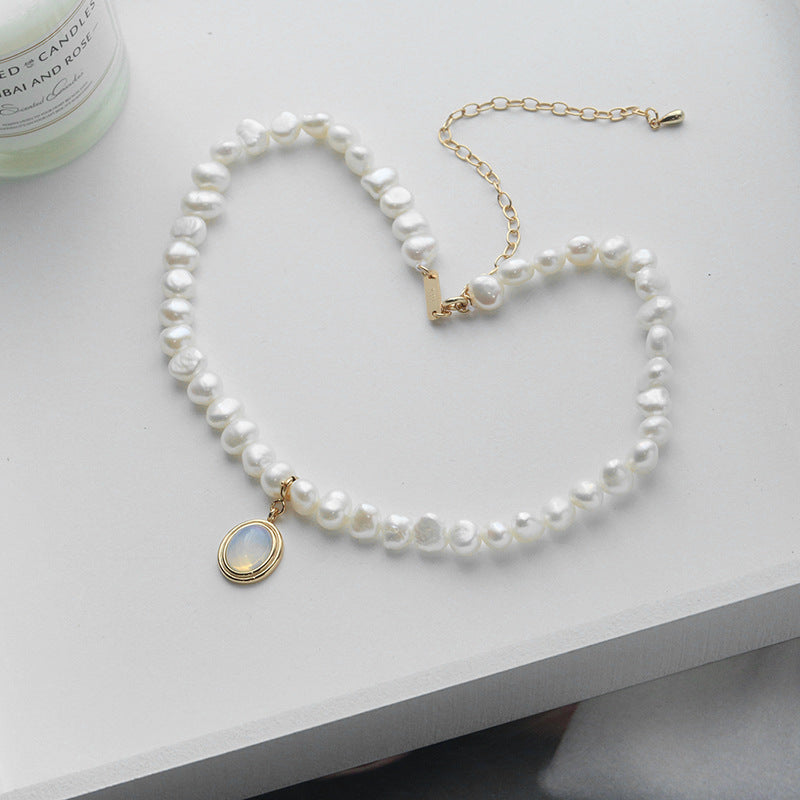 925 Sterling Silver Round Medal Pearl Necklace