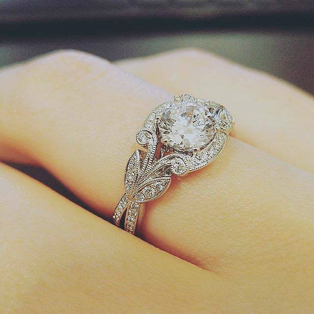 Princess Leaf Engagement Ring