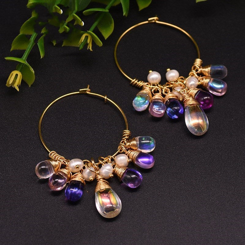 Freshwater Pearl & Czech Crystal Earrings