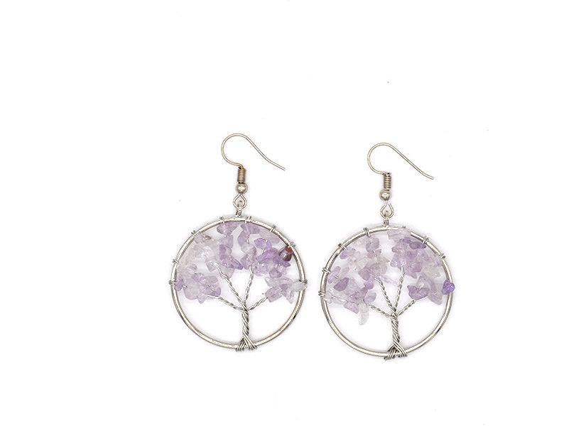 Natural Crystal Tree of Life Earrings
