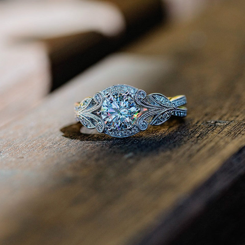 Princess Leaf Engagement Ring