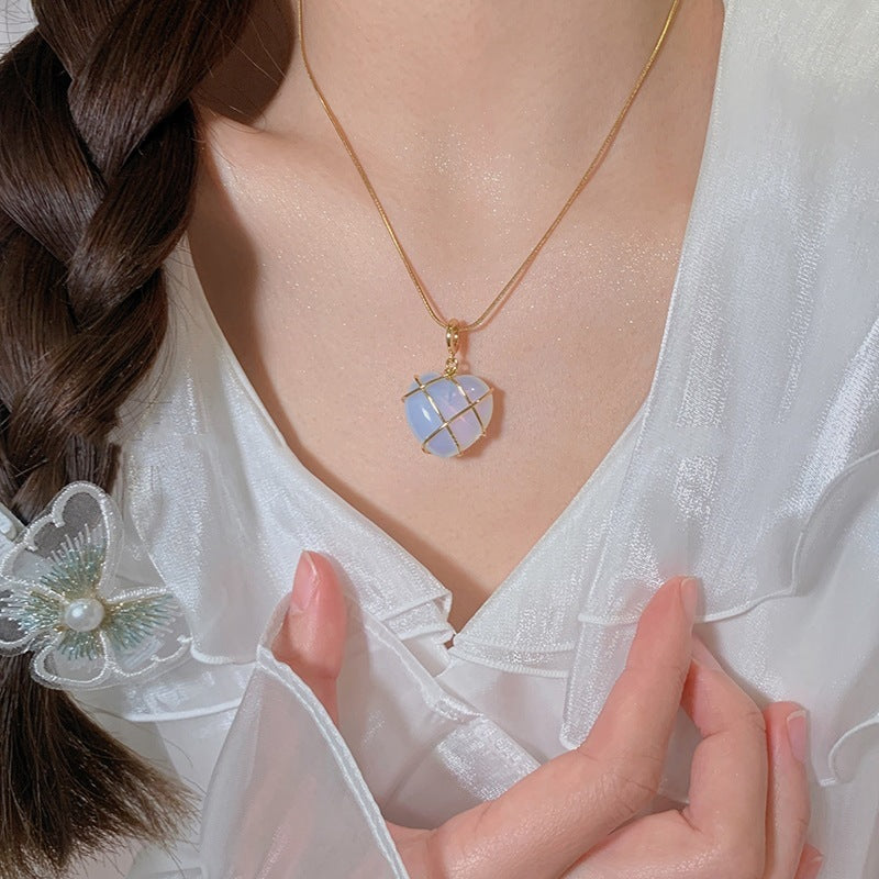 Moonstone Princess Heart Necklace