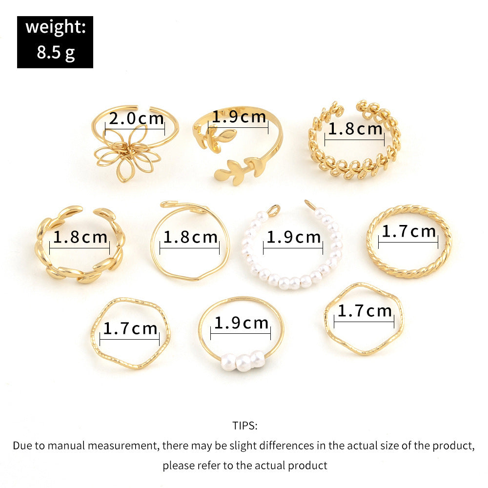 Openwork Flower Ring Set