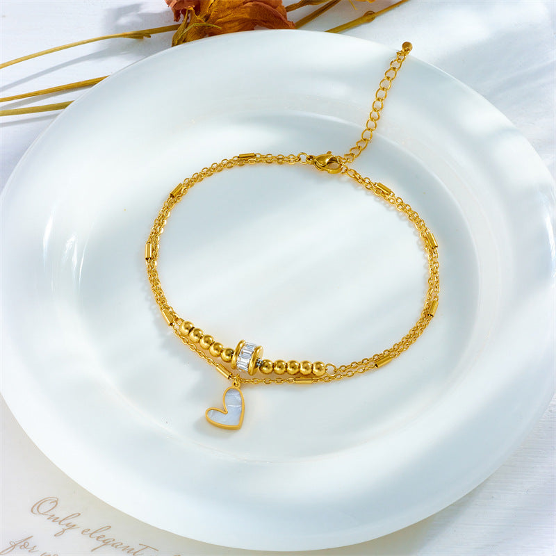 Boho Double-Layer Heart Anklet