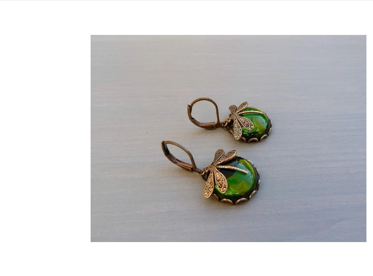 Bohemian Dragonfly Drop Earrings