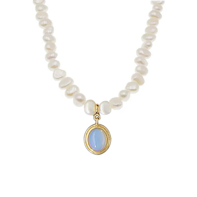925 Sterling Silver Round Medal Pearl Necklace
