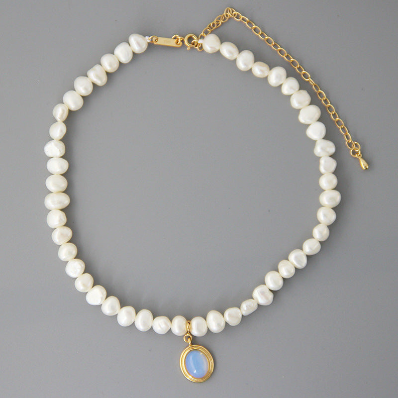 925 Sterling Silver Round Medal Pearl Necklace