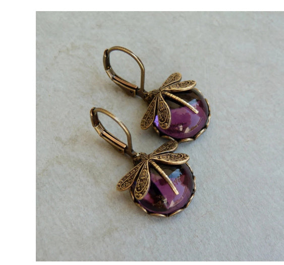 Bohemian Dragonfly Drop Earrings