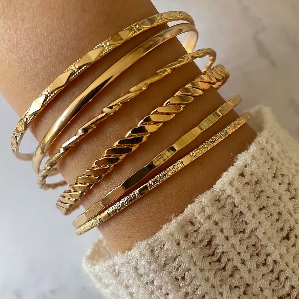 Bohemian Gold Chain Bracelet Set