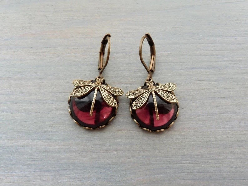 Bohemian Dragonfly Drop Earrings