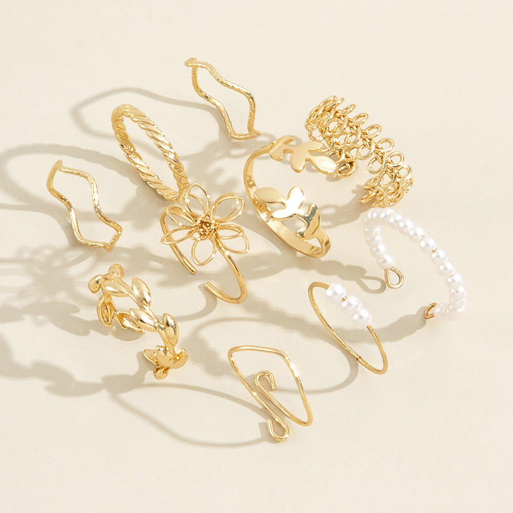 Openwork Flower Ring Set