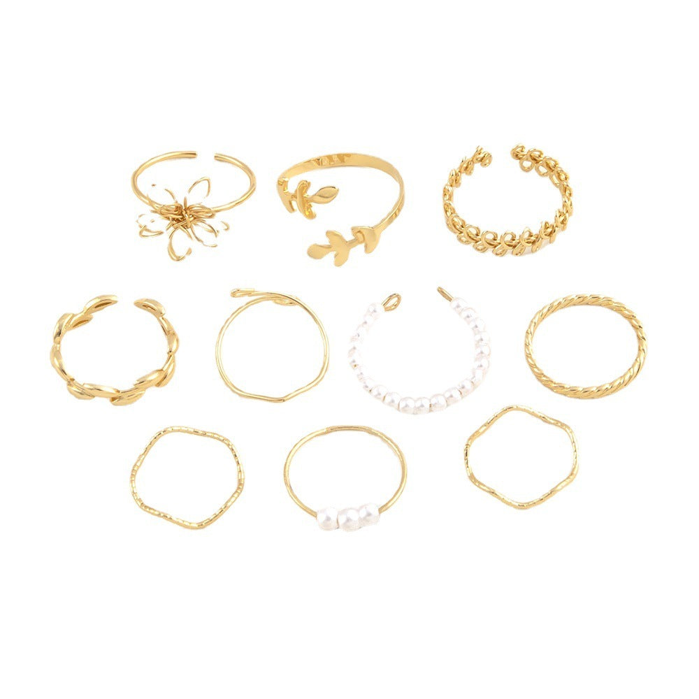 Openwork Flower Ring Set