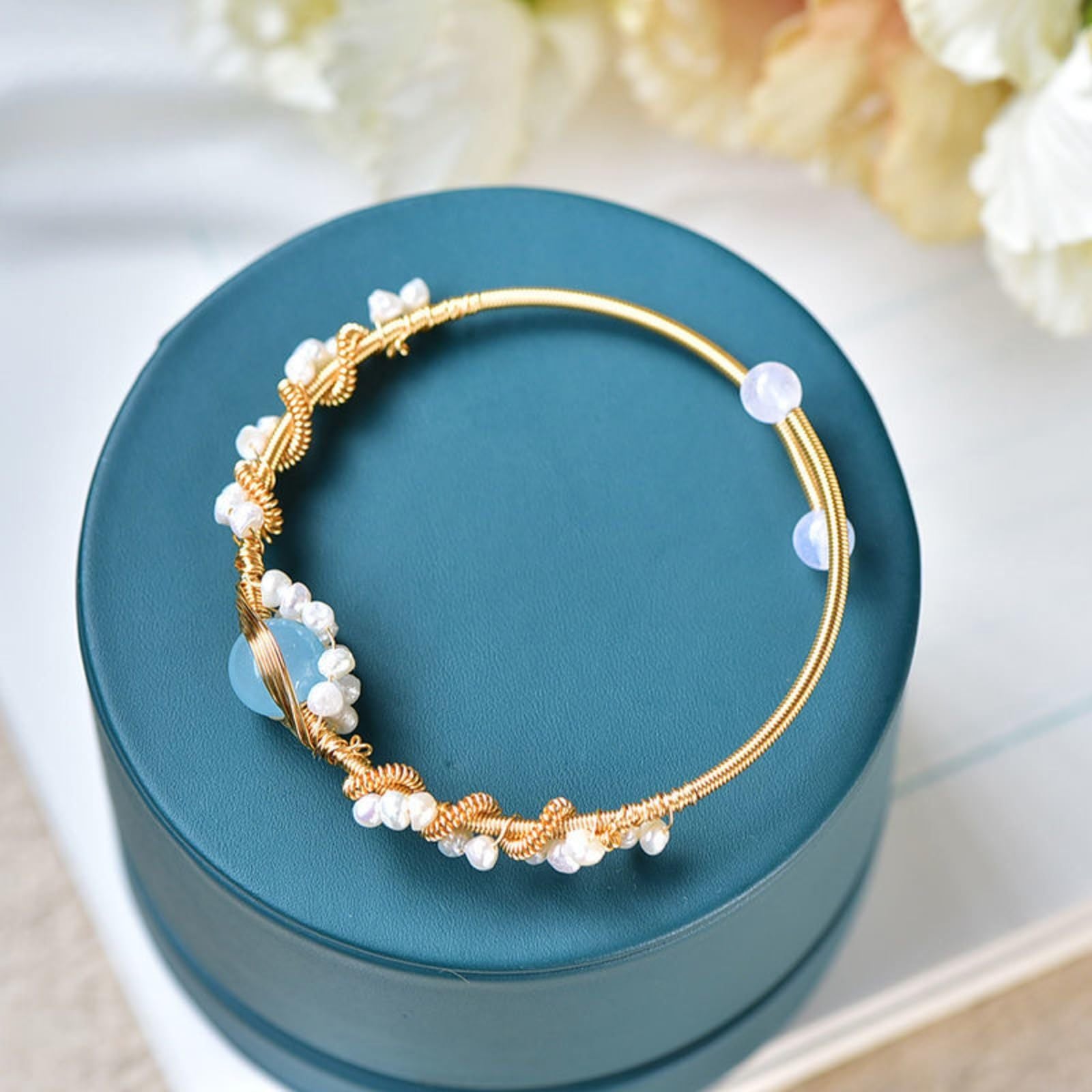 Vintage Gold-Plated Pearl Bracelet